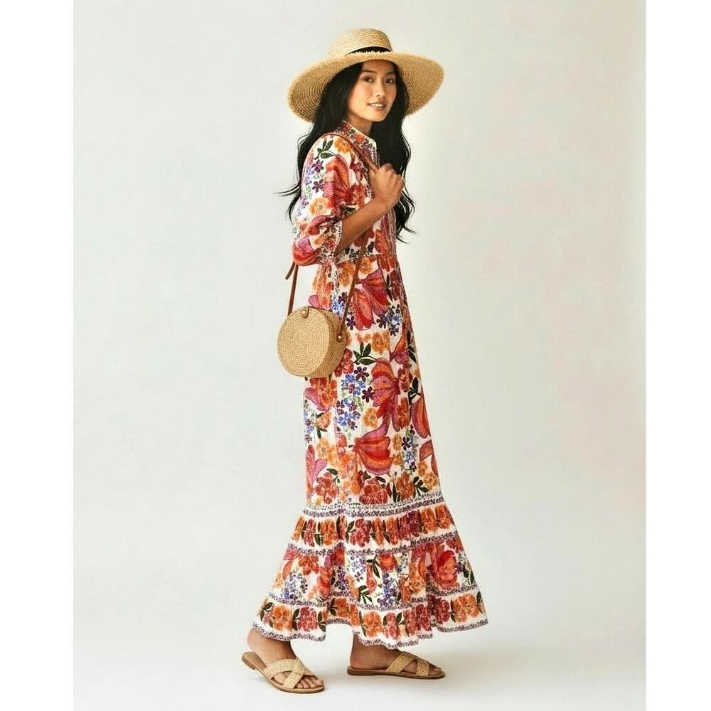 Farm Rio Women's Spring Bananas Maxi Dress Multicolor Size Medium NWT - Picture 2 of 14
